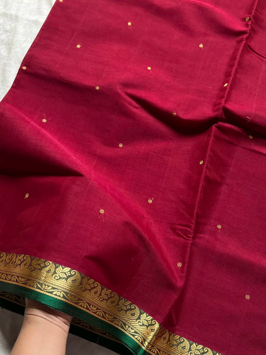Vegan Silk Saree – Maroon Handloom Art Silk