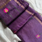 Handloom Silk Linen Jamdaani Saree - Purple