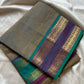 Kattam Series - Ash Teal Checked Kanchi Cotton Saree