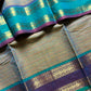 Kattam Series - Ash Teal Checked Kanchi Cotton Saree