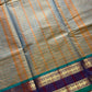 Kattam Series - Ash Teal Checked Kanchi Cotton Saree