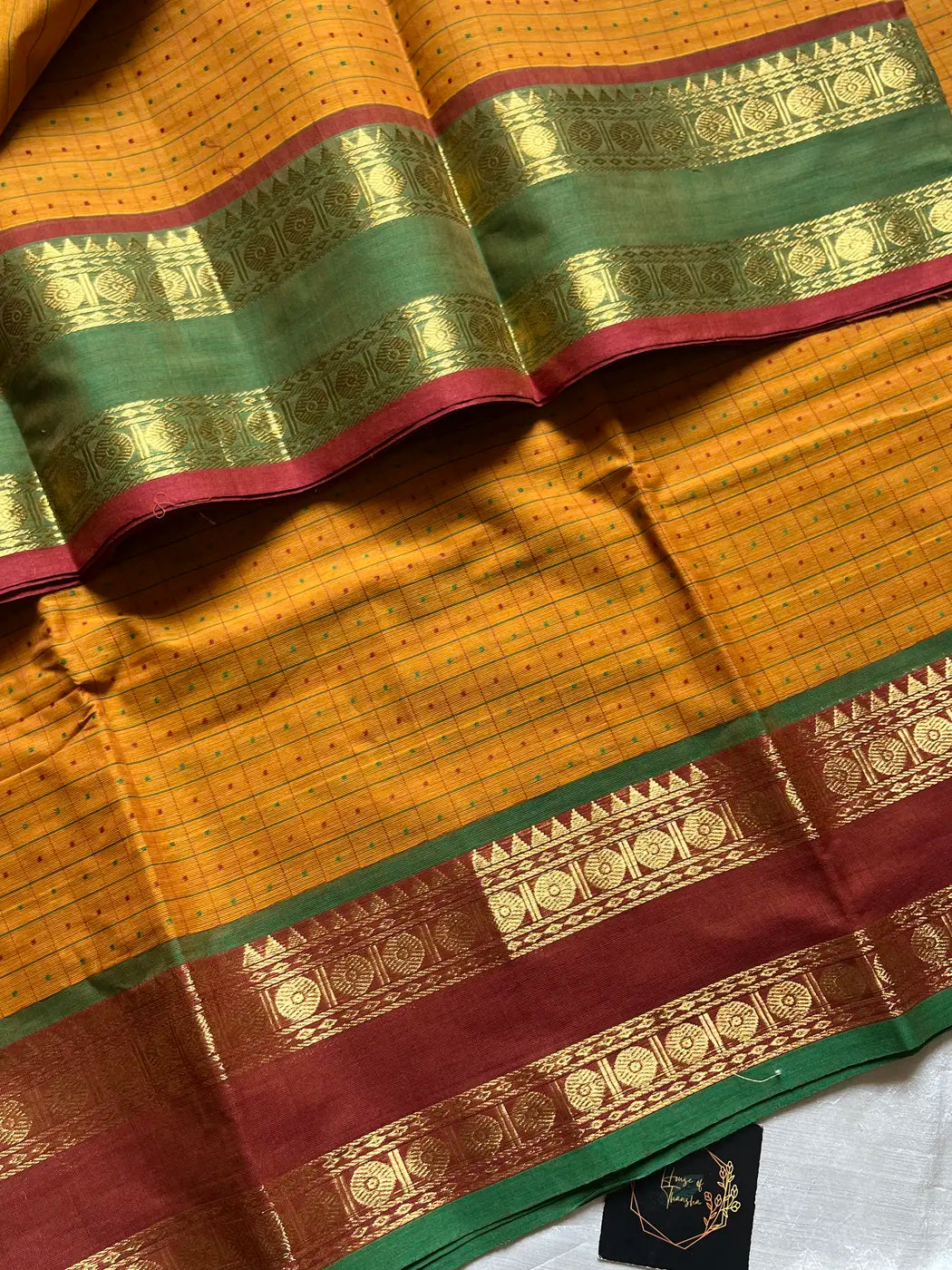 Kattam Series - Yellow Checked Kanchi Cotton Saree