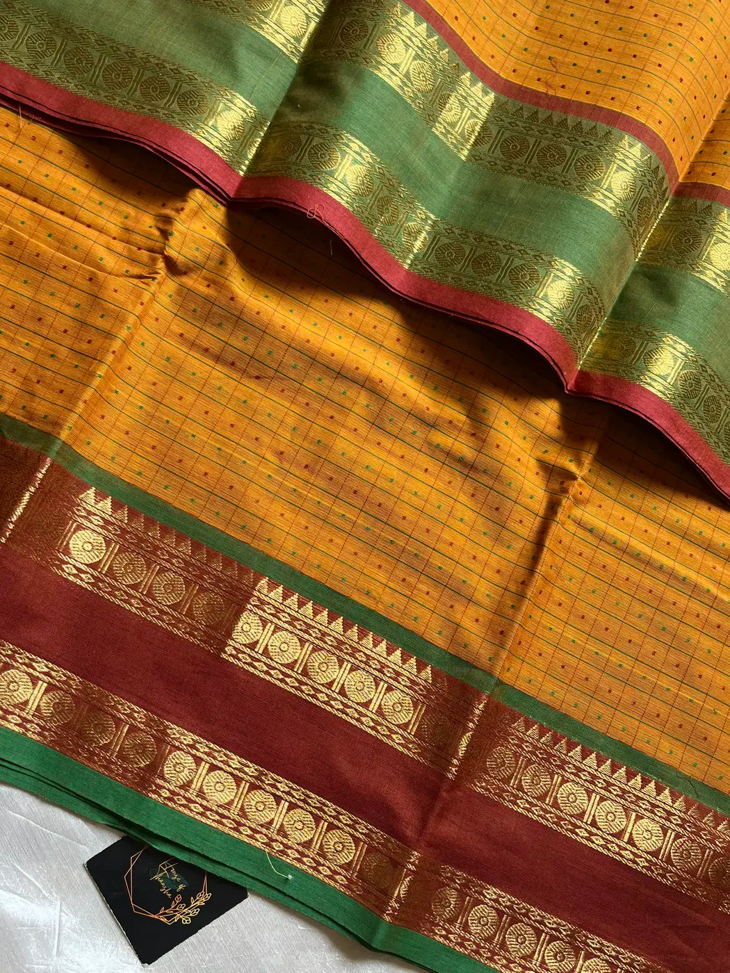 Kattam Series - Yellow Checked Kanchi Cotton Saree