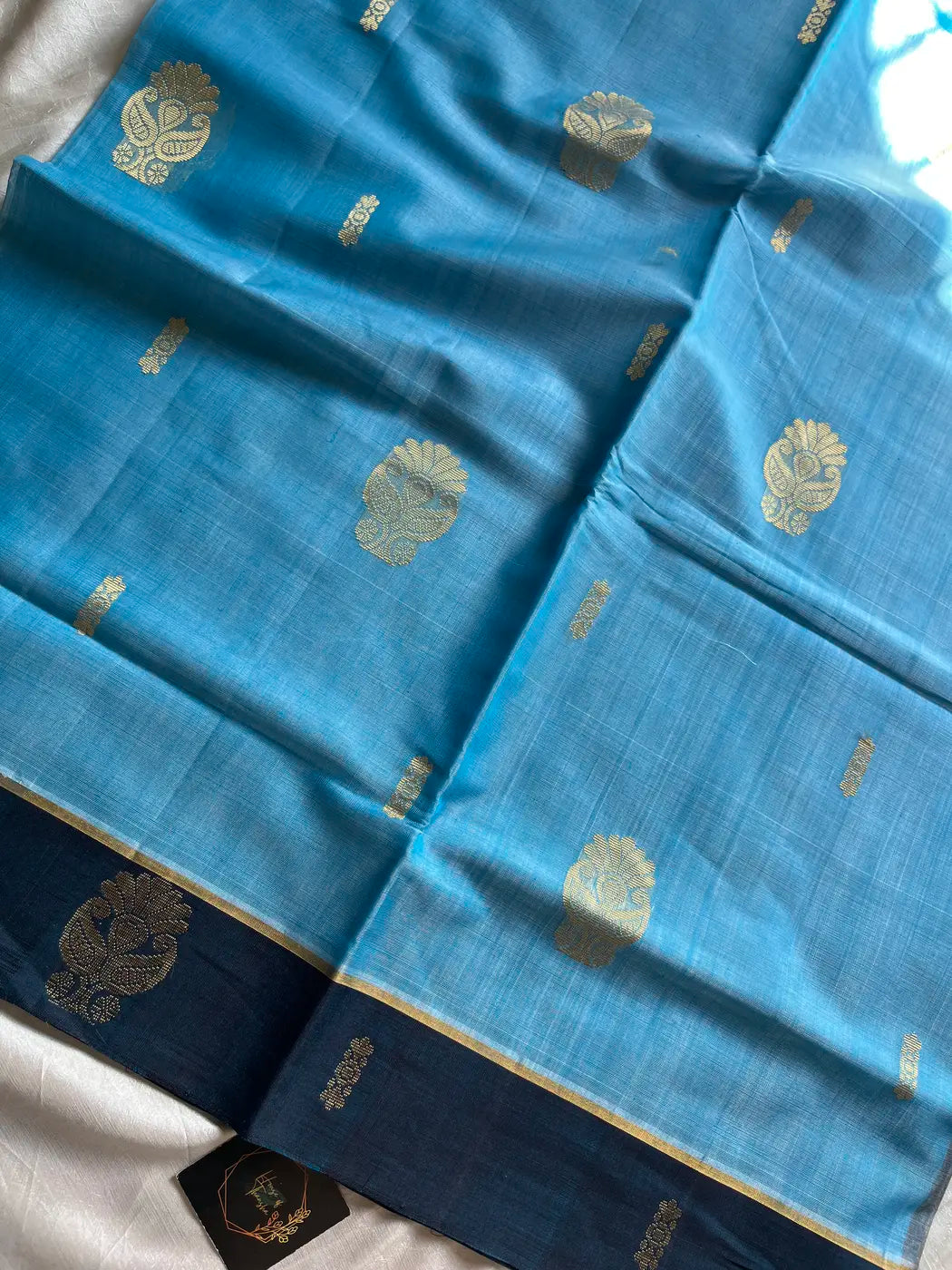 Vegan Silk Saree – Sky Blue Handloom Art Silk