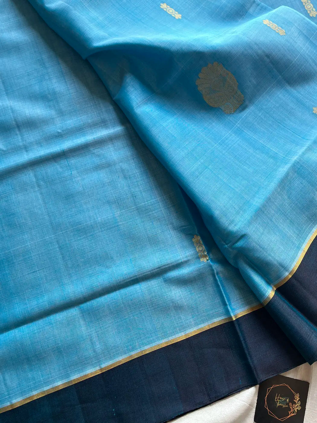 Vegan Silk Saree – Sky Blue Handloom Art Silk