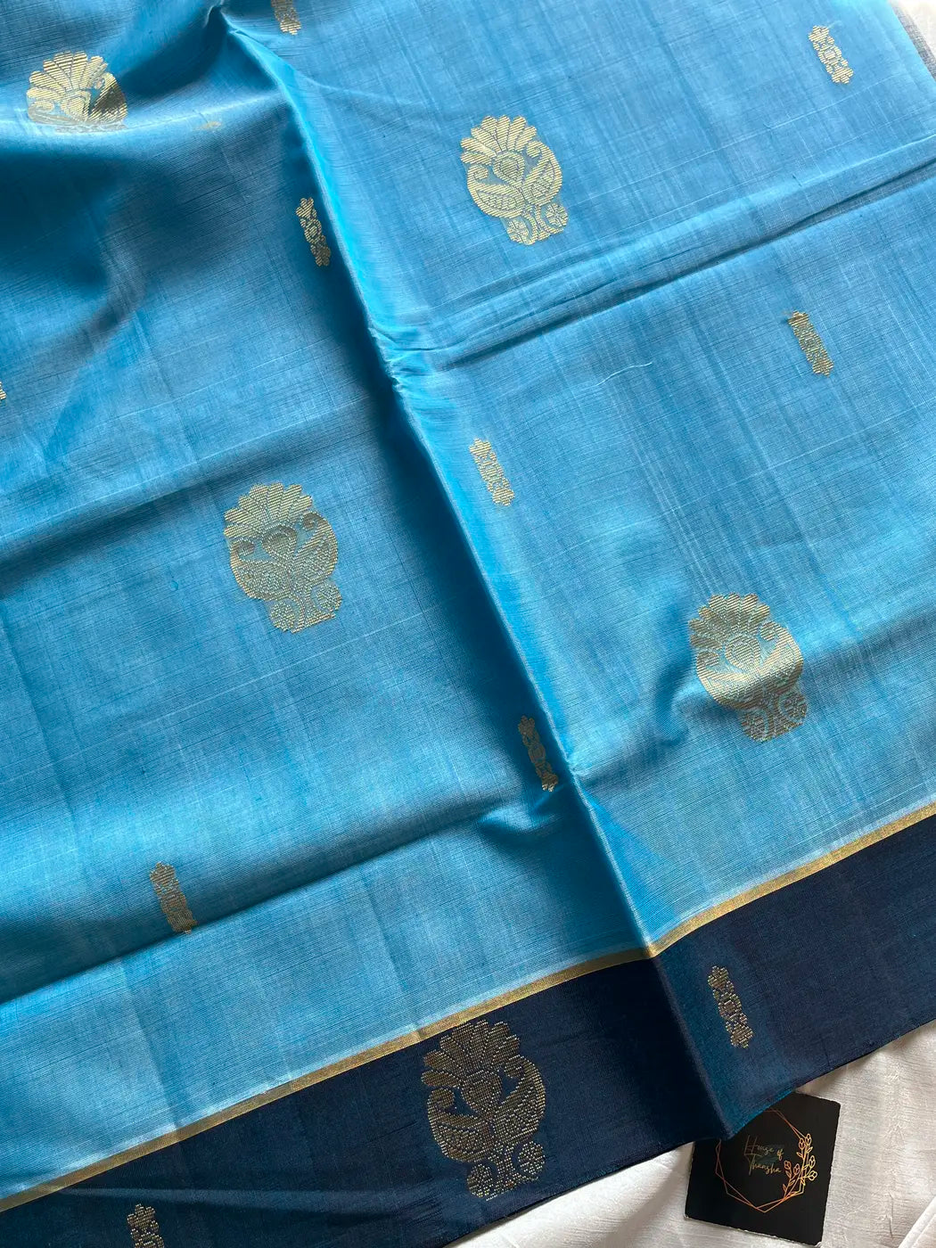 Vegan Silk Saree – Sky Blue Handloom Art Silk