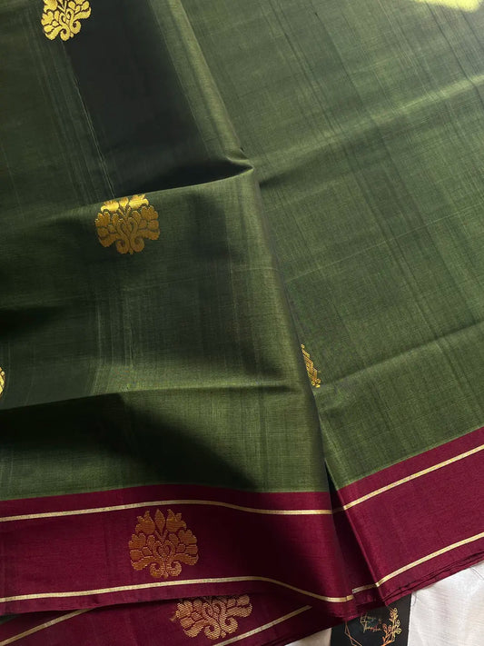 Vegan Silk Saree – Mehandi Green Handloom Art Silk