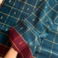 Vegan Silk saree – Blue Checked Handloom Art Silk Saree