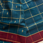Vegan Silk saree – Blue Checked Handloom Art Silk Saree