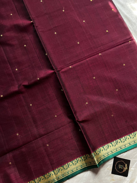 Maroonish Wine Handloom Art Silk Saree – Vegan Silk by House of Thansha