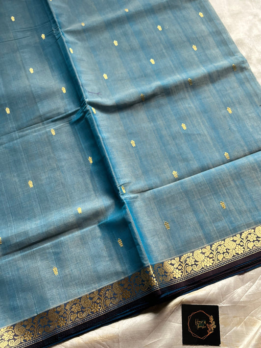 Sky Blue Handloom Art Silk Saree – Vegan Silk by House of Thansha