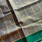 Vegan Silk saree – Grey Checked Handloom Art Silk Saree