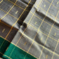 Vegan Silk saree – Grey Checked Handloom Art Silk Saree