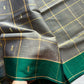 Vegan Silk saree – Grey Checked Handloom Art Silk Saree