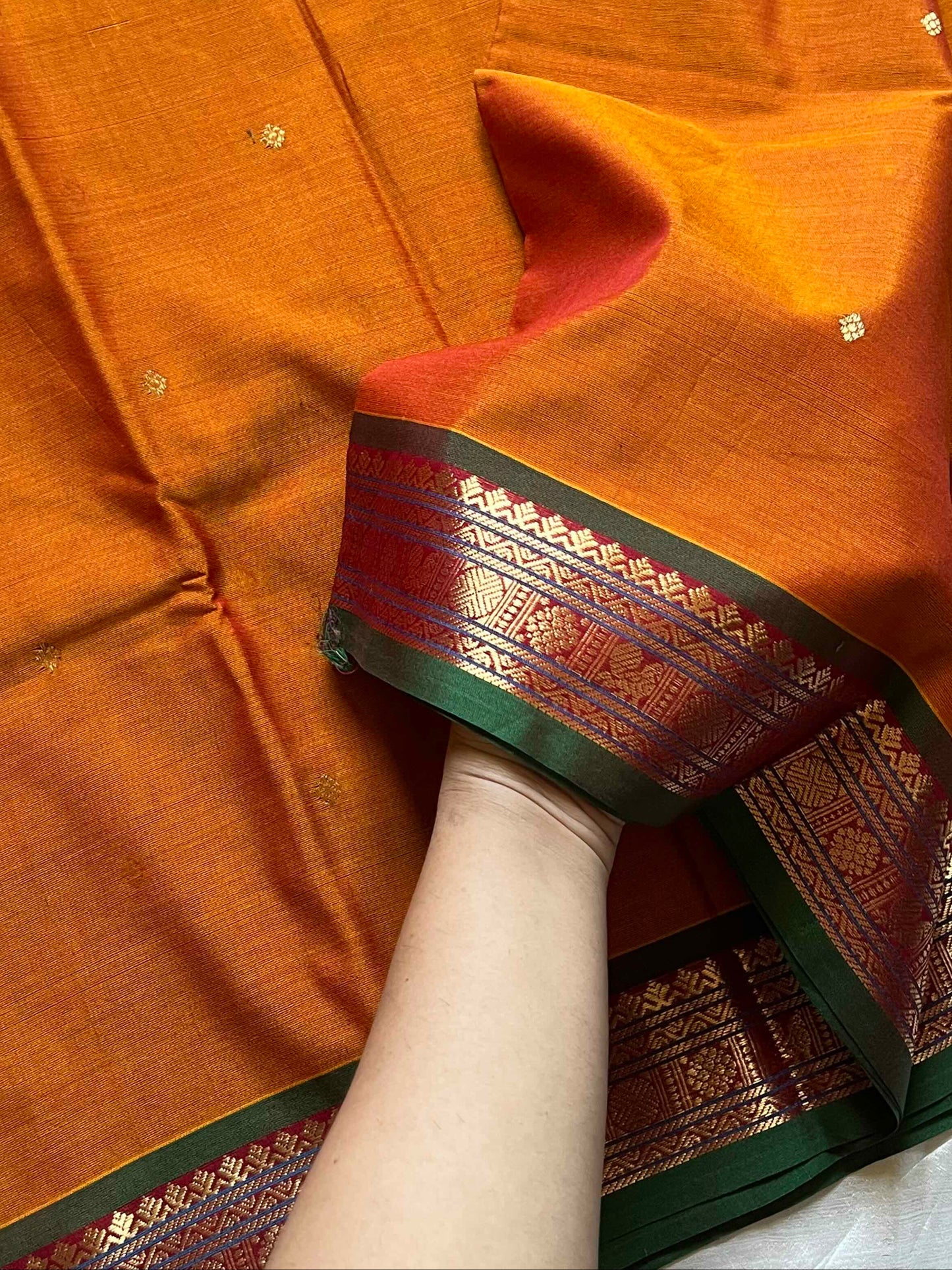 Throne Edit | Orange 120 Count Mercerised Kanchi Cotton Saree