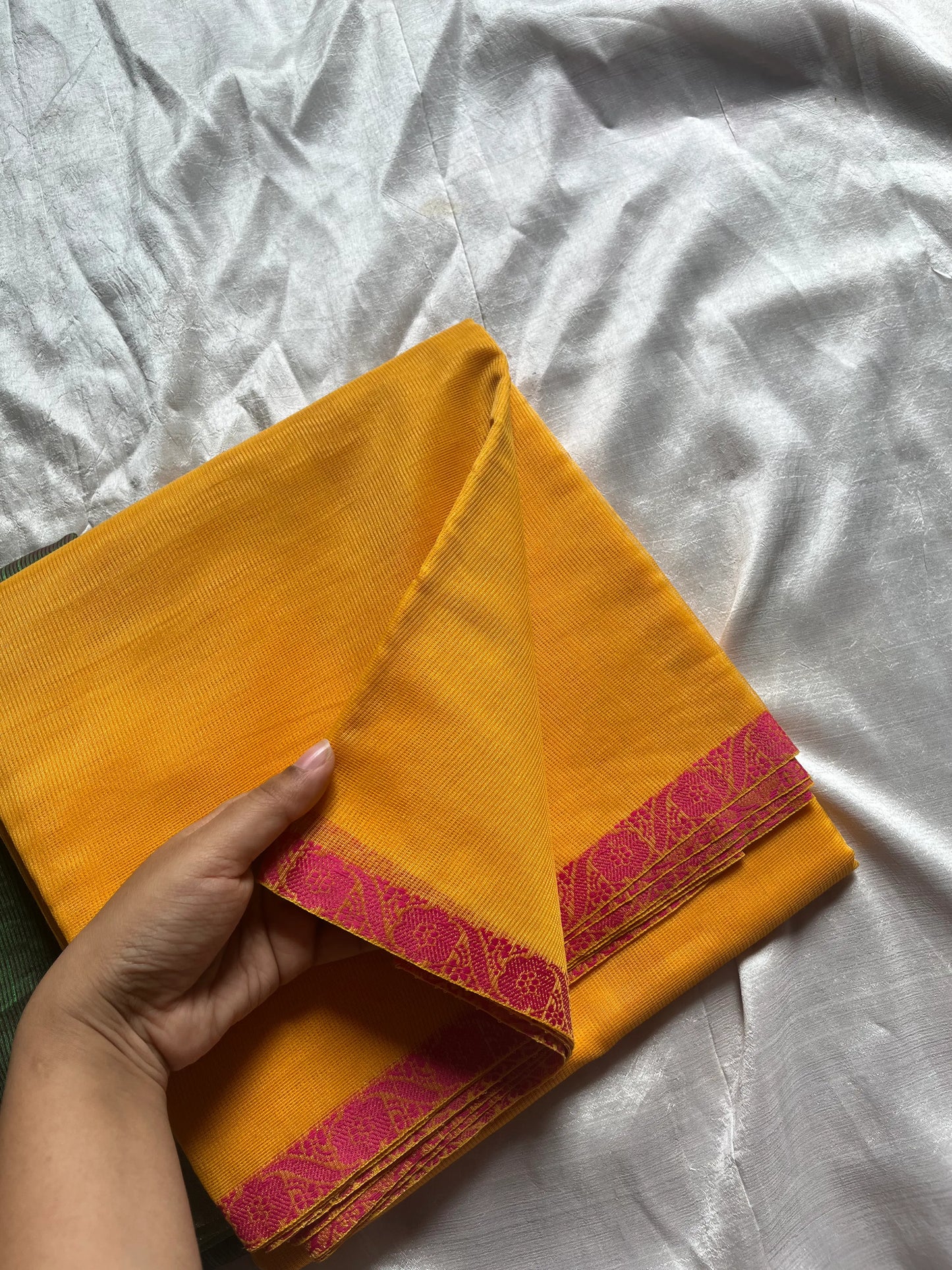 Soft Tissue Edit – Yellow Plain tissue saree with minimal border