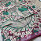 Bright sky blue Chennuri silk saree with hand-drawn Kalamkari patterns – House of Thansha