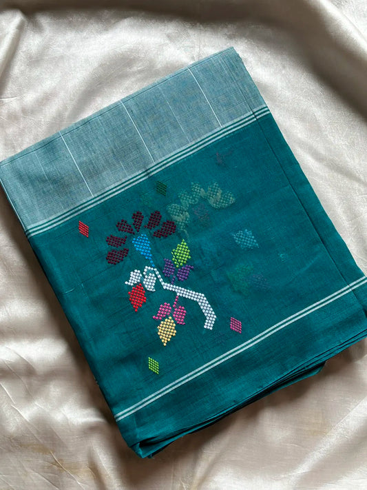 Chedibutta Saree - Handloom Vegan Art Silk - Teal