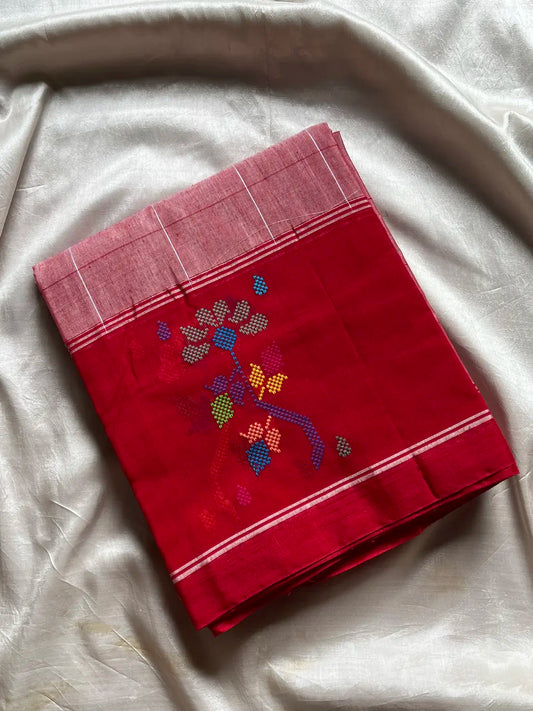 Chedibutta Saree - Handloom Vegan Art Silk - Red