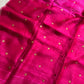 Handloom Matka Silk Saree with Muslin Pallu - Pink