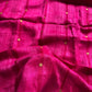 Handloom Matka Silk Saree with Muslin Pallu - Pink