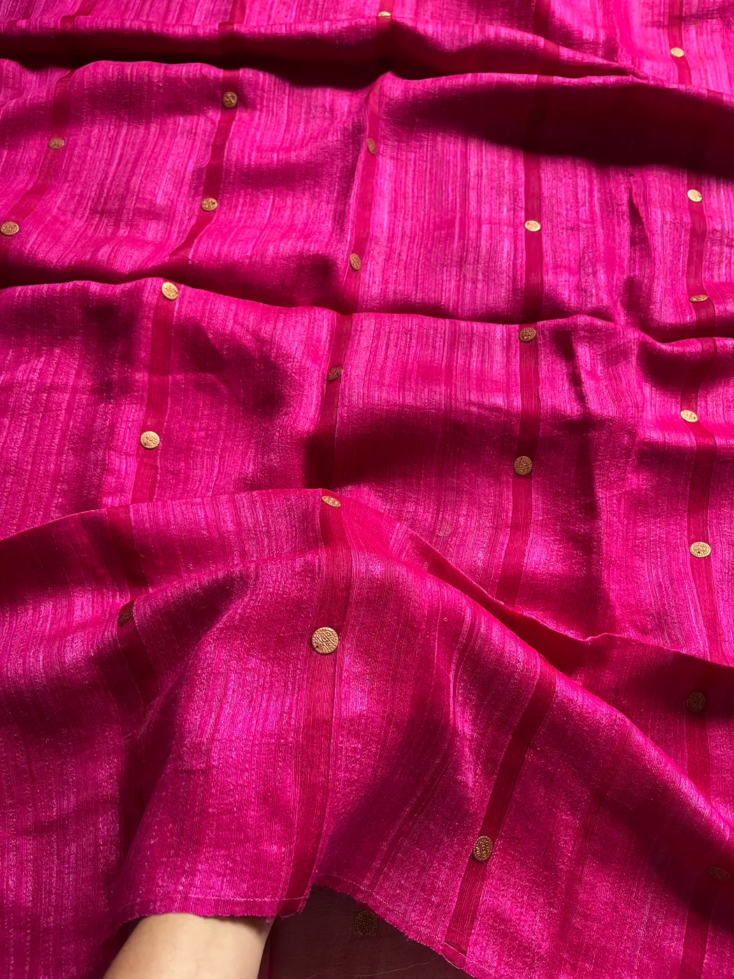 Handloom Matka Silk Saree with Muslin Pallu - Pink