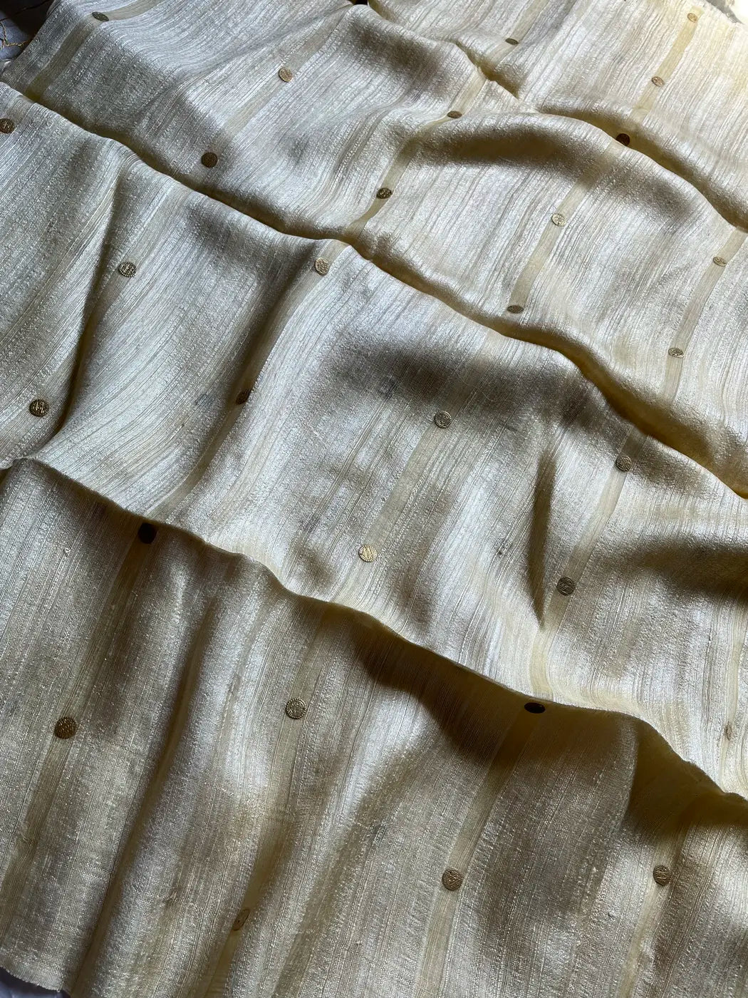 Handloom Matka Silk Saree with Muslin Pallu - Cream