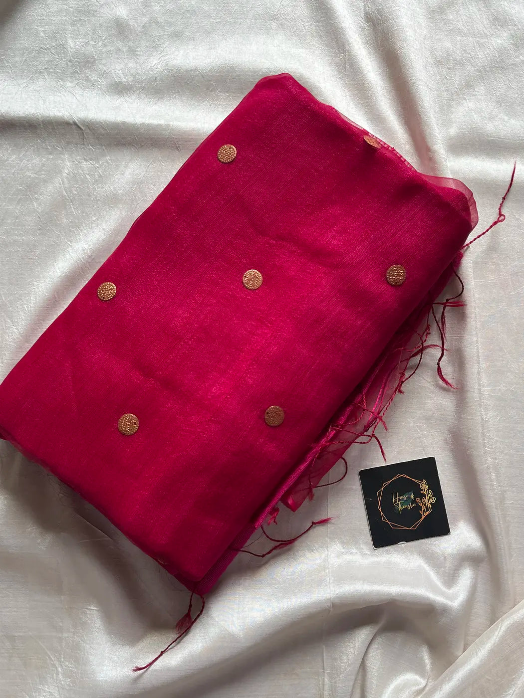 Handloom Matka Silk Saree with Muslin Pallu - Pink