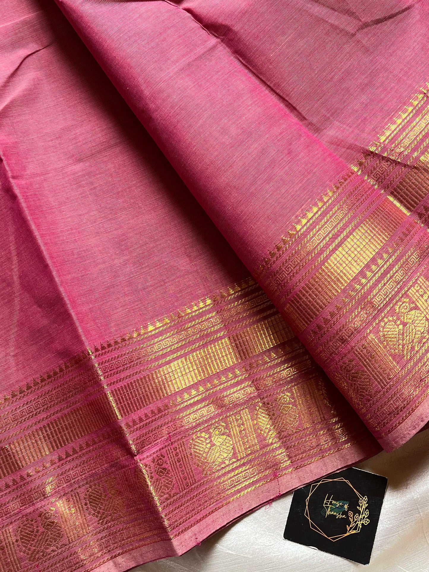Subtle Weaves | Pastel Pink Kanchi Cotton Saree