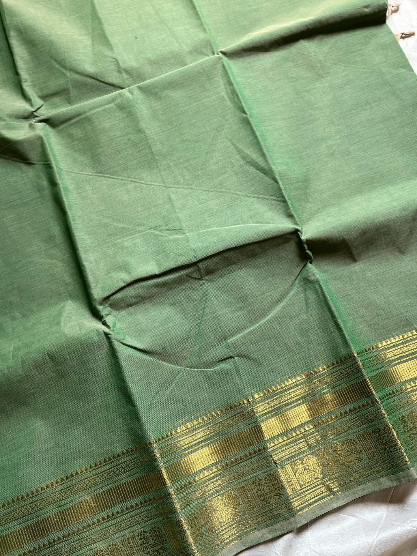 Subtle Weaves | Pastel Green Kanchi Cotton Saree
