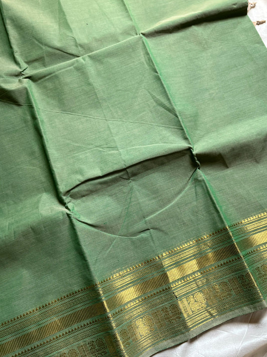 Subtle Weaves | Pastel Green Kanchi Cotton Saree