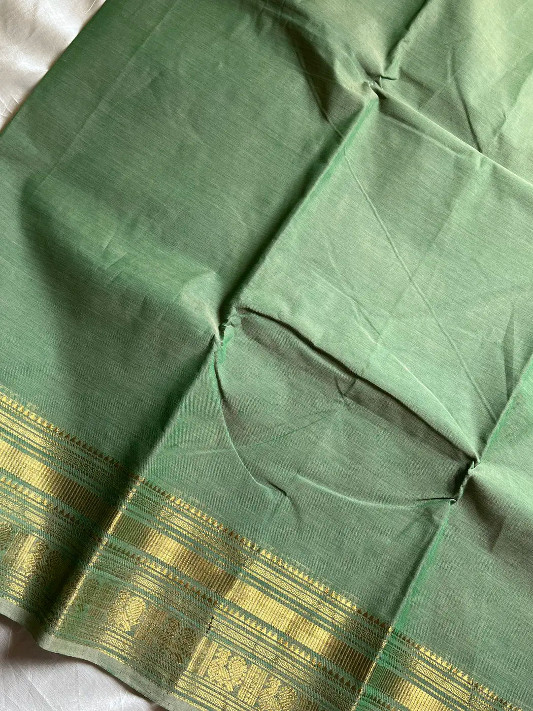 Subtle Weaves | Pastel Green Kanchi Cotton Saree