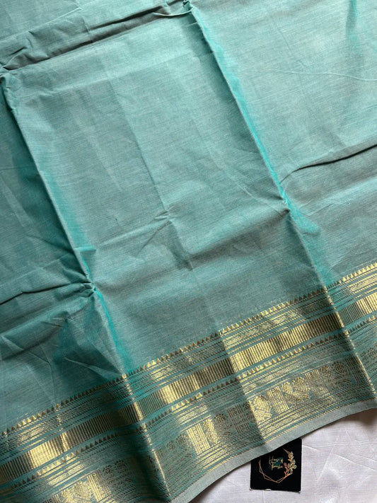 Subtle Weaves | Pastel Teal Kanchi Cotton Saree