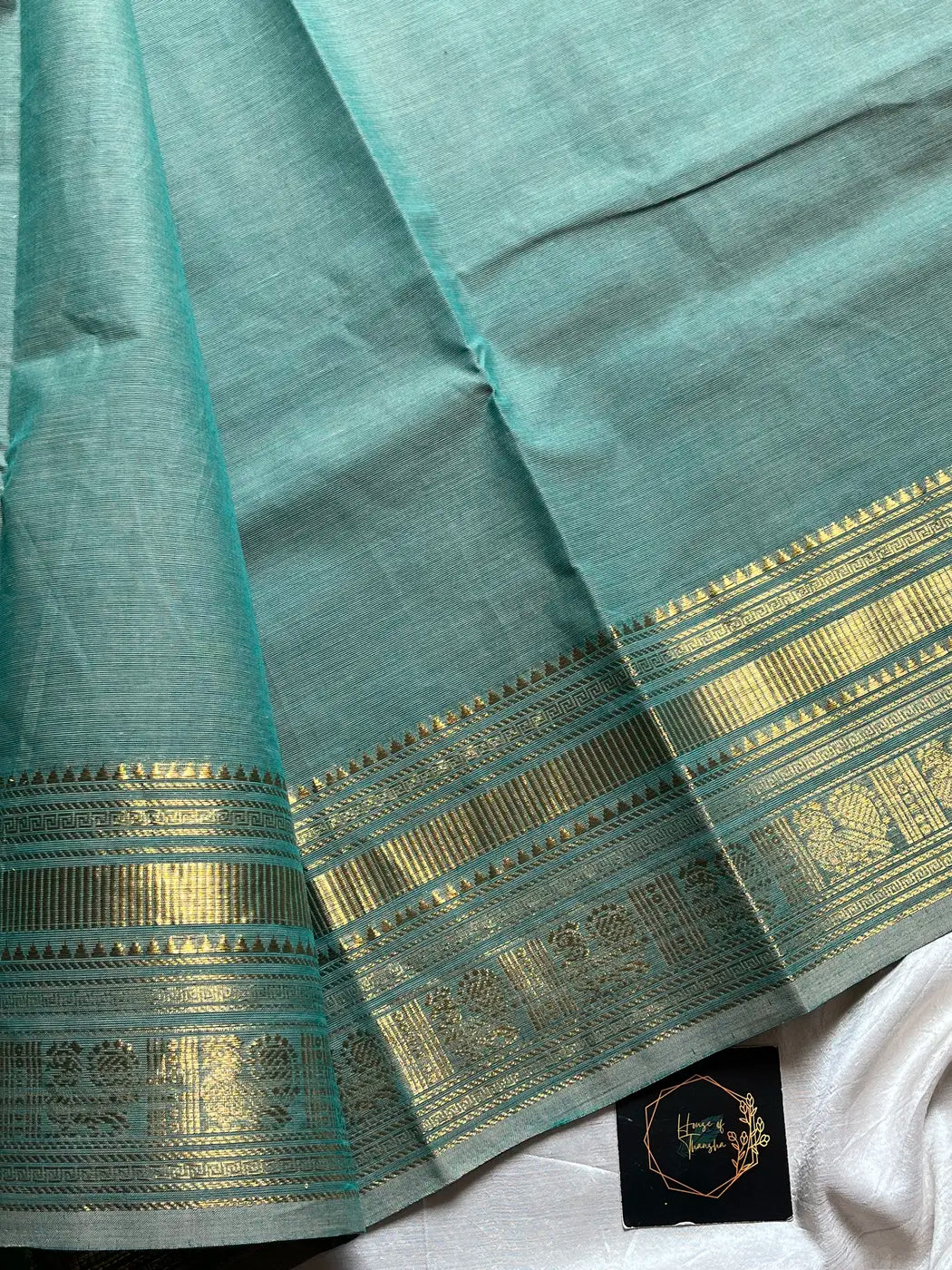 Subtle Weaves | Pastel Teal Kanchi Cotton Saree