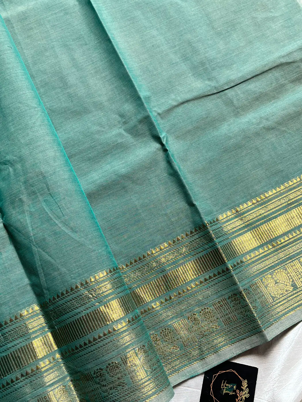 Subtle Weaves | Pastel Teal Kanchi Cotton Saree