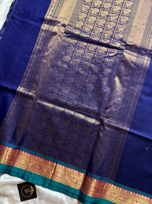 120 Count Mercerised Kanchi Cotton Saree with Zari Border and Grand Pallu – House of Thansha