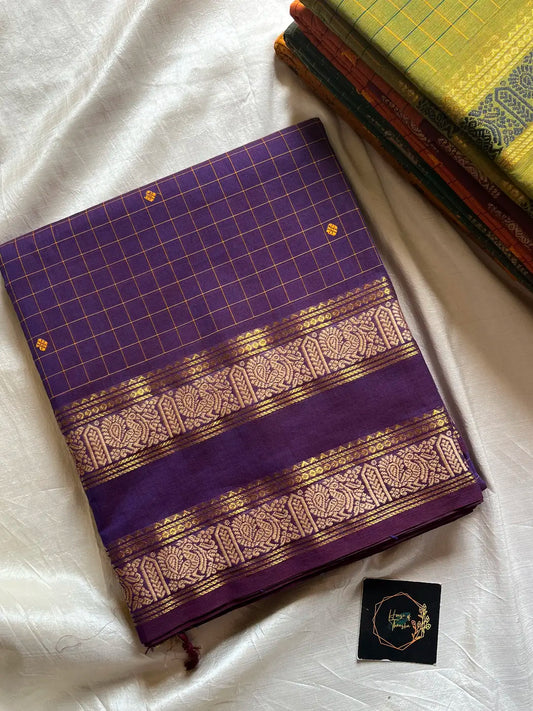 Kattam Edit – Purple Checked Chettinadu Cotton