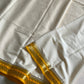 Mysore Glow | Semi Mysore Silk Saree – Cream White with Golden Zari Border | House of Thansha