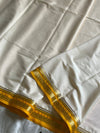 Mysore Glow | Semi Mysore Silk Saree – Cream White with Golden Zari Border | House of Thansha