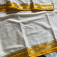 Mysore Glow | Semi Mysore Silk Saree – Cream White with Golden Zari Border | House of Thansha
