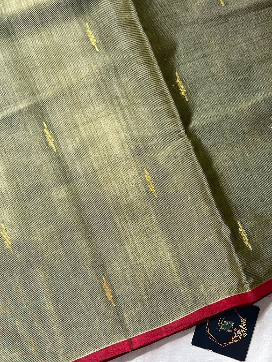 Vegan Silk Saree – Olive Ash | Handloom Art Silk