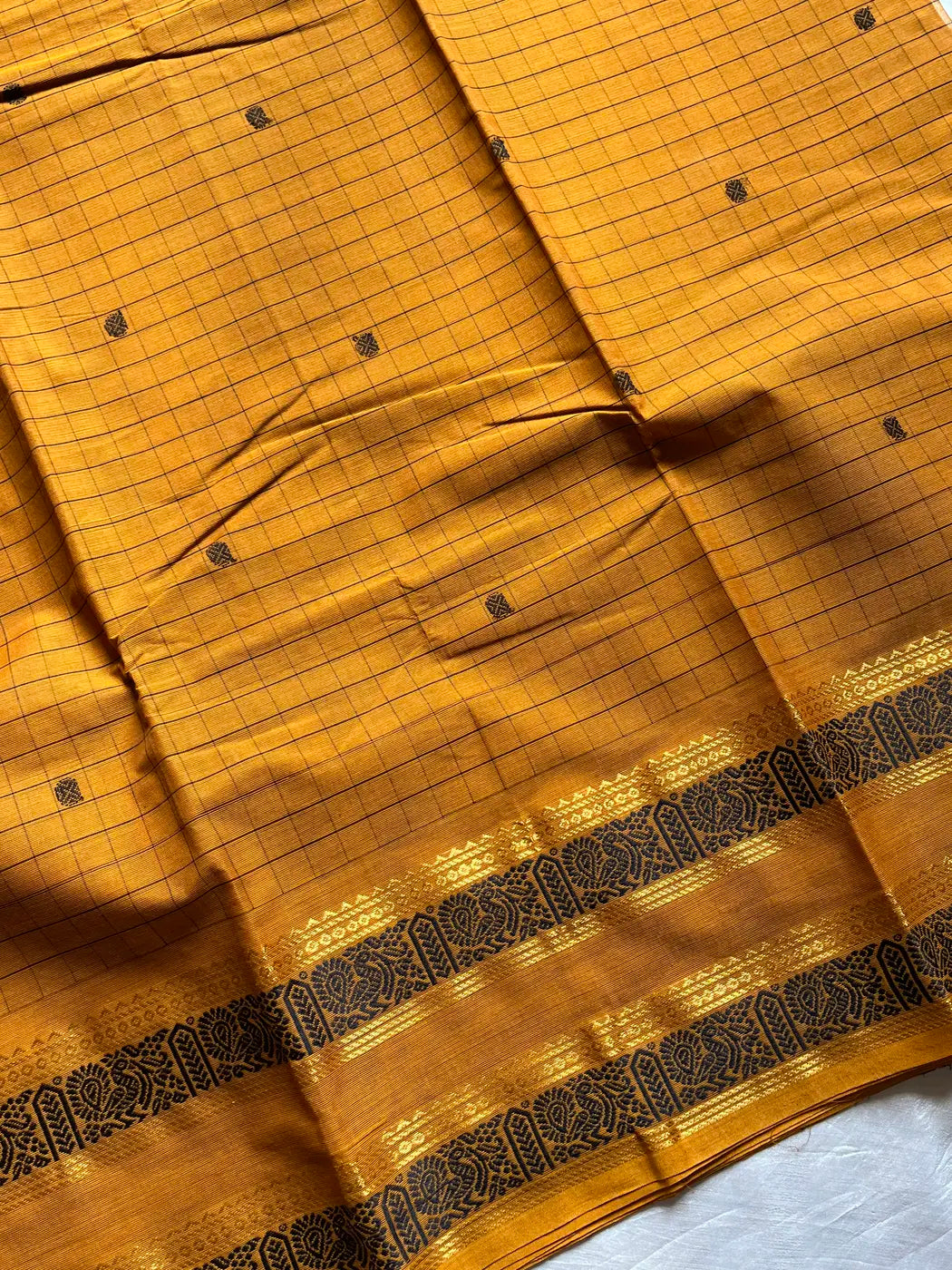 Kattam Edit – Yellow Checked Chettinadu Cotton