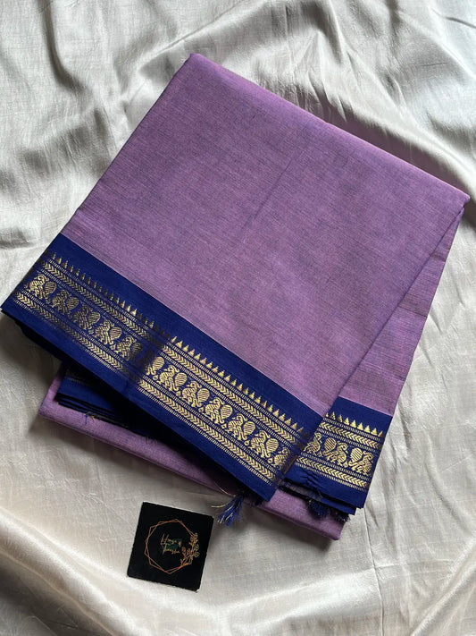 Minimal Border Edit - Lavender Cotton Saree