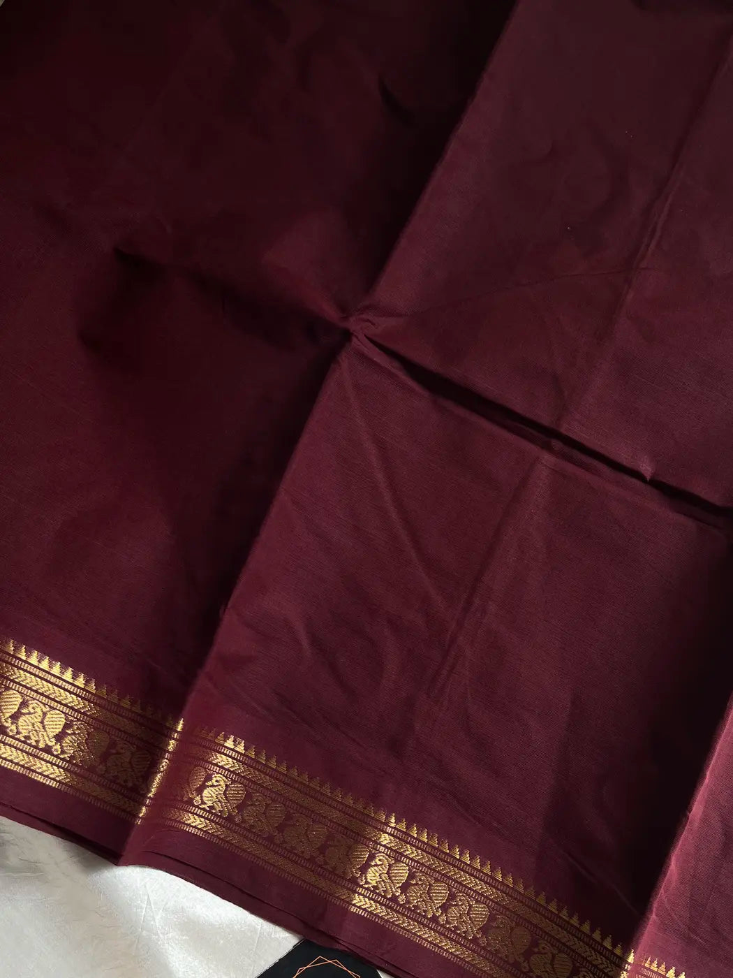 Minimal Border Edit - Chocolate Brown Cotton Saree