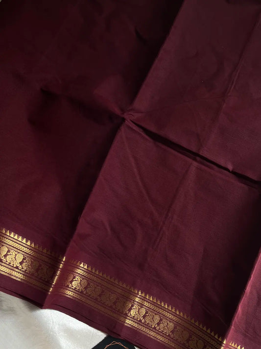 Minimal Border Edit - Chocolate Brown Cotton Saree
