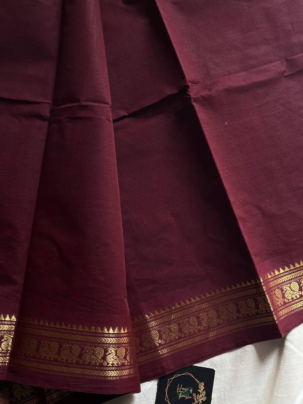 Minimal Border Edit - Chocolate Brown Cotton Saree