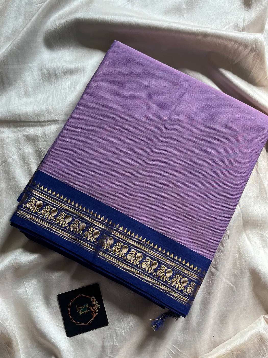 Minimal Border Edit - Lavender Cotton Saree