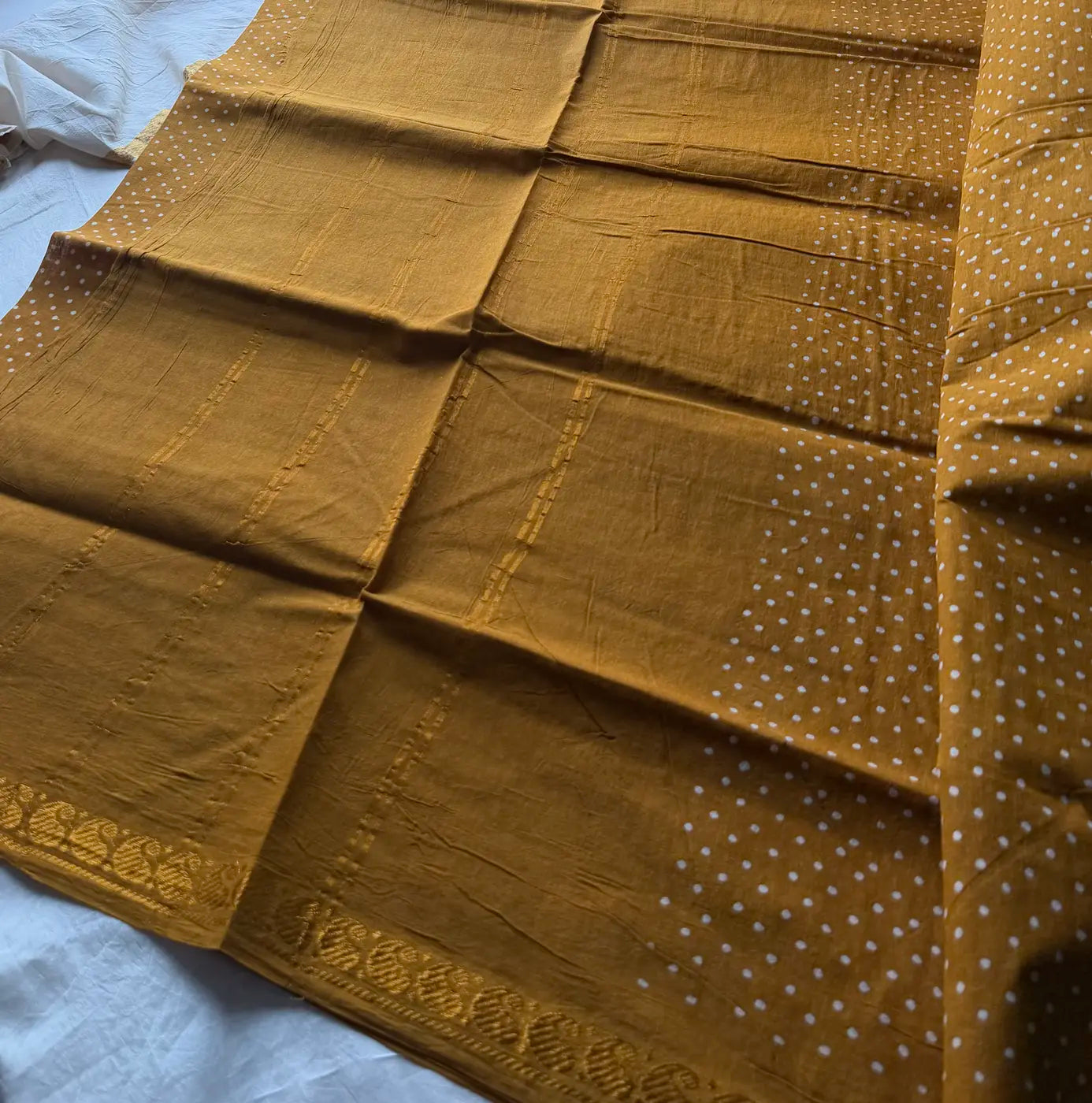 Madurai Sungudi Cotton - Mustard Yellow