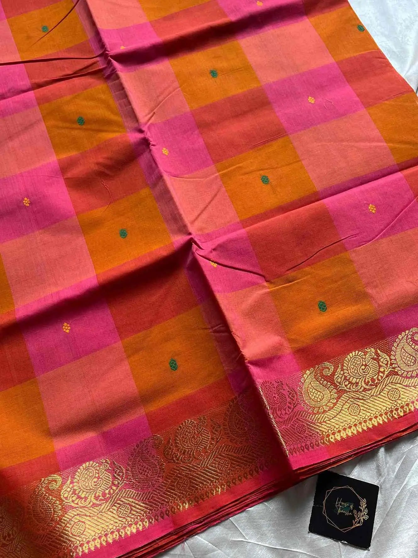 Chettinadu Cotton Saree | Kattam (without Blouse)