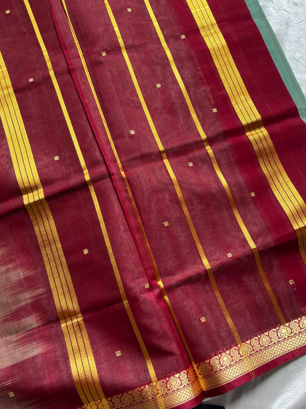 Vegan Silk Saree – Sea Green Handloom Silk